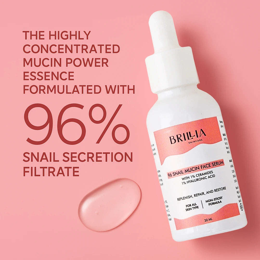 Snail Mucin 96% With Hyaluronic Acid and Ceramides Face Serum – Intense Hydration, Skin Repair, Anti-Aging & Barrier Restoration – For Dry, Sensitive & Damaged Skin | Korean Skincare -(30ml)