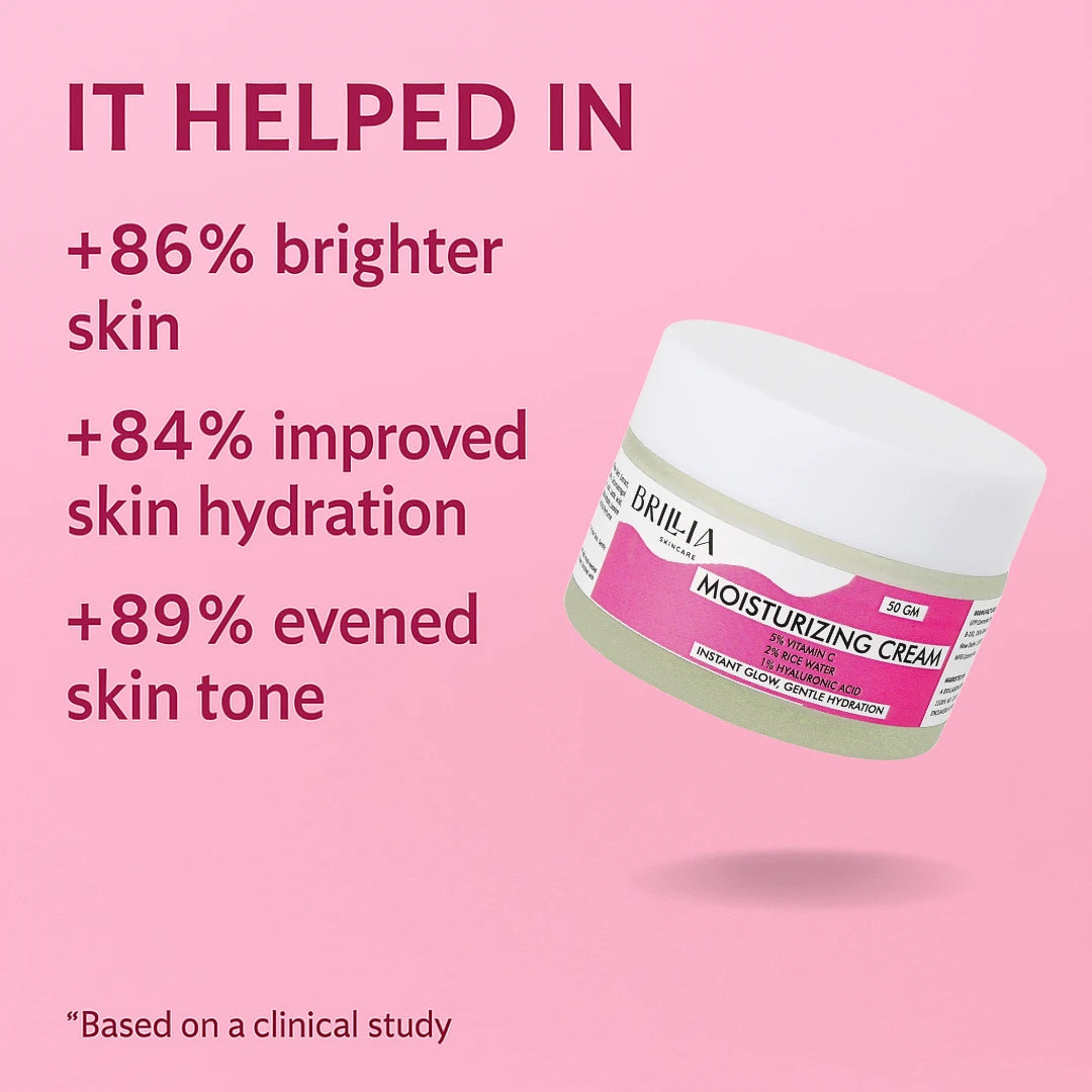 5% Vitamin C with 2% Rice Water + Hyaluronic Acid Moisturizer Face Cream | For Glass Skin | Reduces dark spots |Evens Out Skin Tone | Oil-free Moisturizer-(50gm)