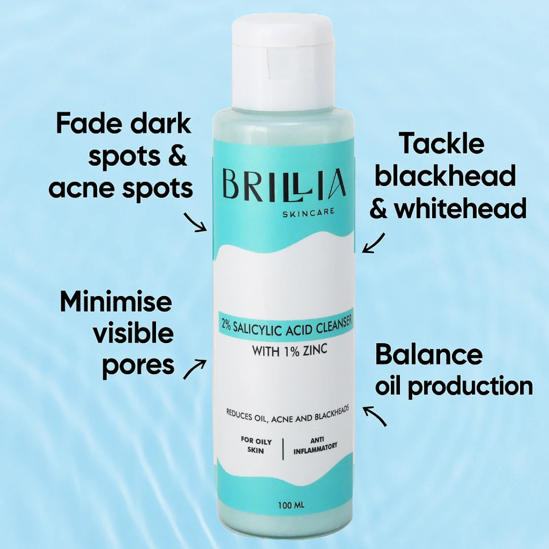 Salicylic Acid With Zinc Face Cleanser for Oily, Acne Prone Skin | Deeply Cleanse Pores | Oil-Control Formula -(100ml)