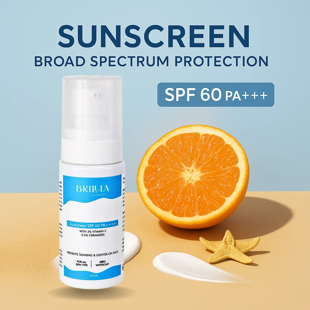 SPF 60+ PA+++ Vitamin C + Ceramides Bright Sunscreen | Lightweight UVA/UVB Suncream | No White Cast | For Men & Women-(50gm)
