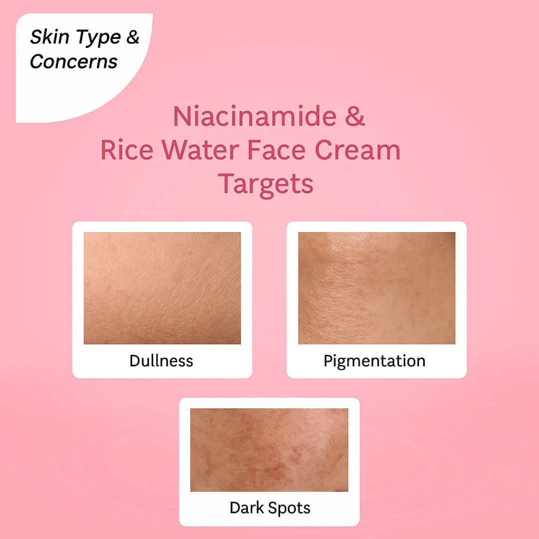 5% Vitamin C with 2% Rice Water + Hyaluronic Acid Moisturizer Face Cream | For Glass Skin | Reduces dark spots |Evens Out Skin Tone | Oil-free Moisturizer-(50gm)