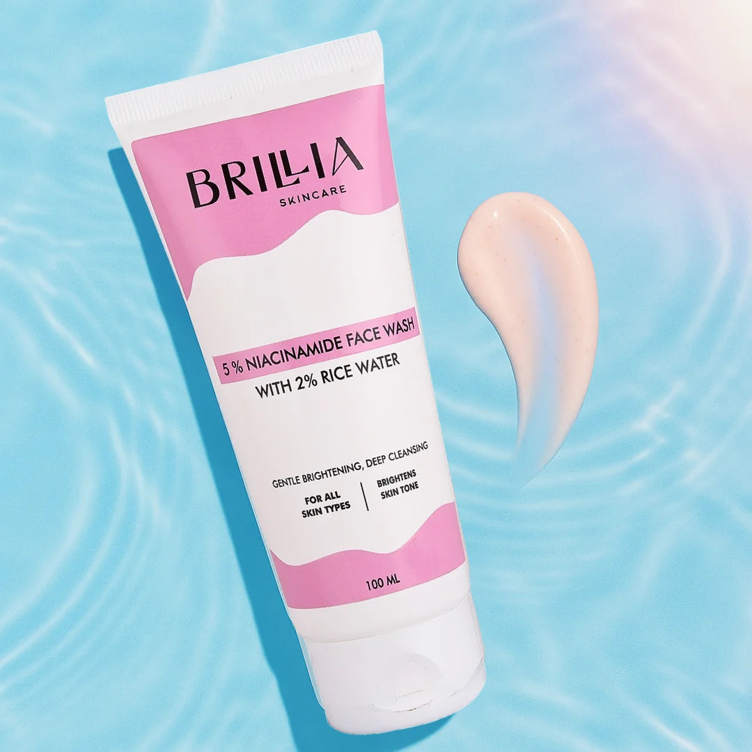 5% Niacinamide With 2% Rice Water Face Wash |  Treats Active Acne & Fades Acne Marks | Face Wash for Tan Removal, Clear and Bright Skin & Glowing Skin | Korean Skincare -(100ml)